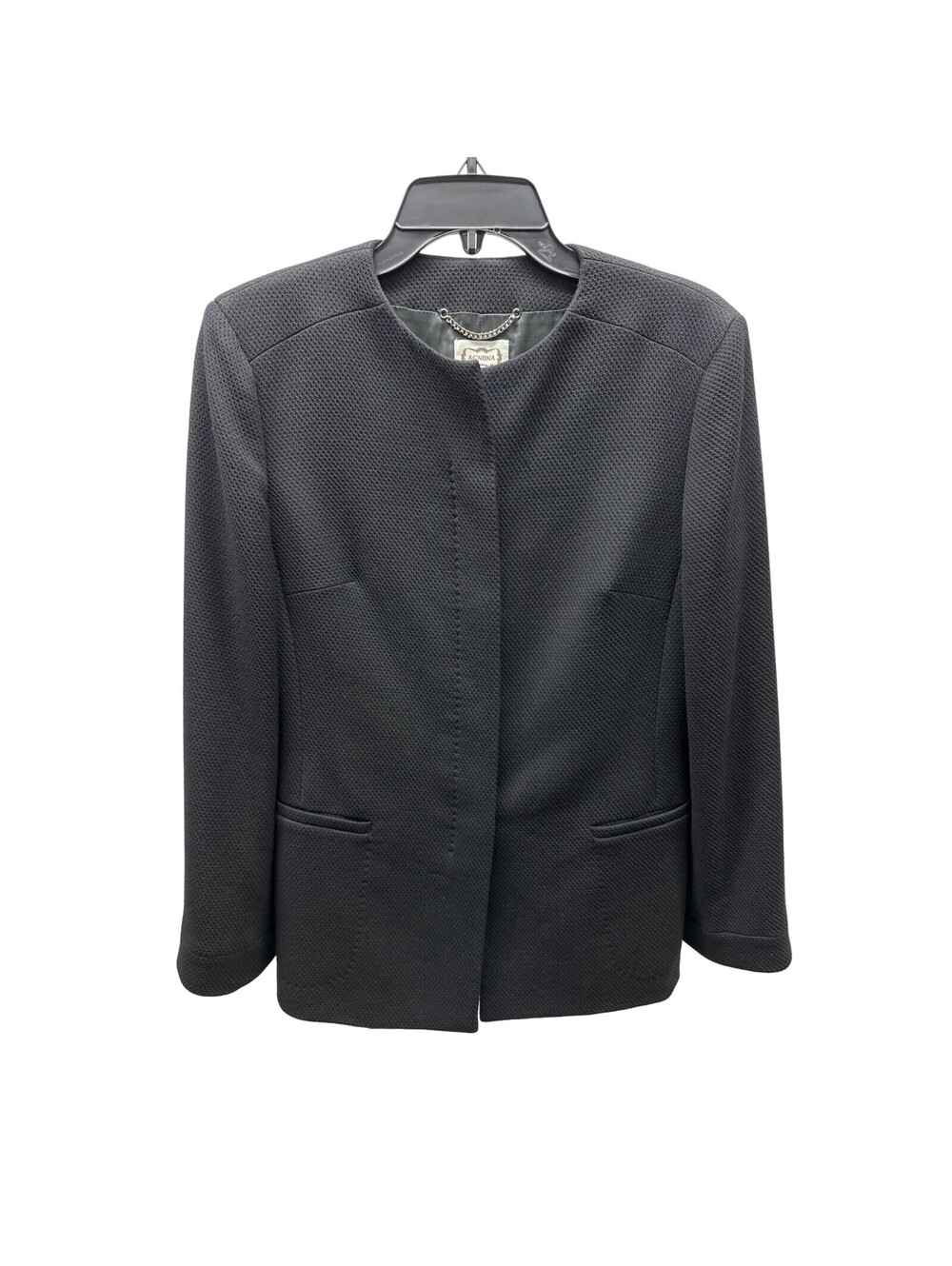 Agnona Made in Italy Black Textured Wool Jacket ITA 44 / US 8